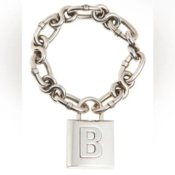 BALENCIAGA B LOCK CHAIN BRACELET - 2020 Collection - Sold Out Everywhere - Picture 1 of 3